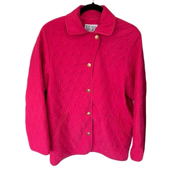 Vintage Escada Sport Quilted Jacket Pink Size Small‎ Luxury Buttons - Picture 1 of 4